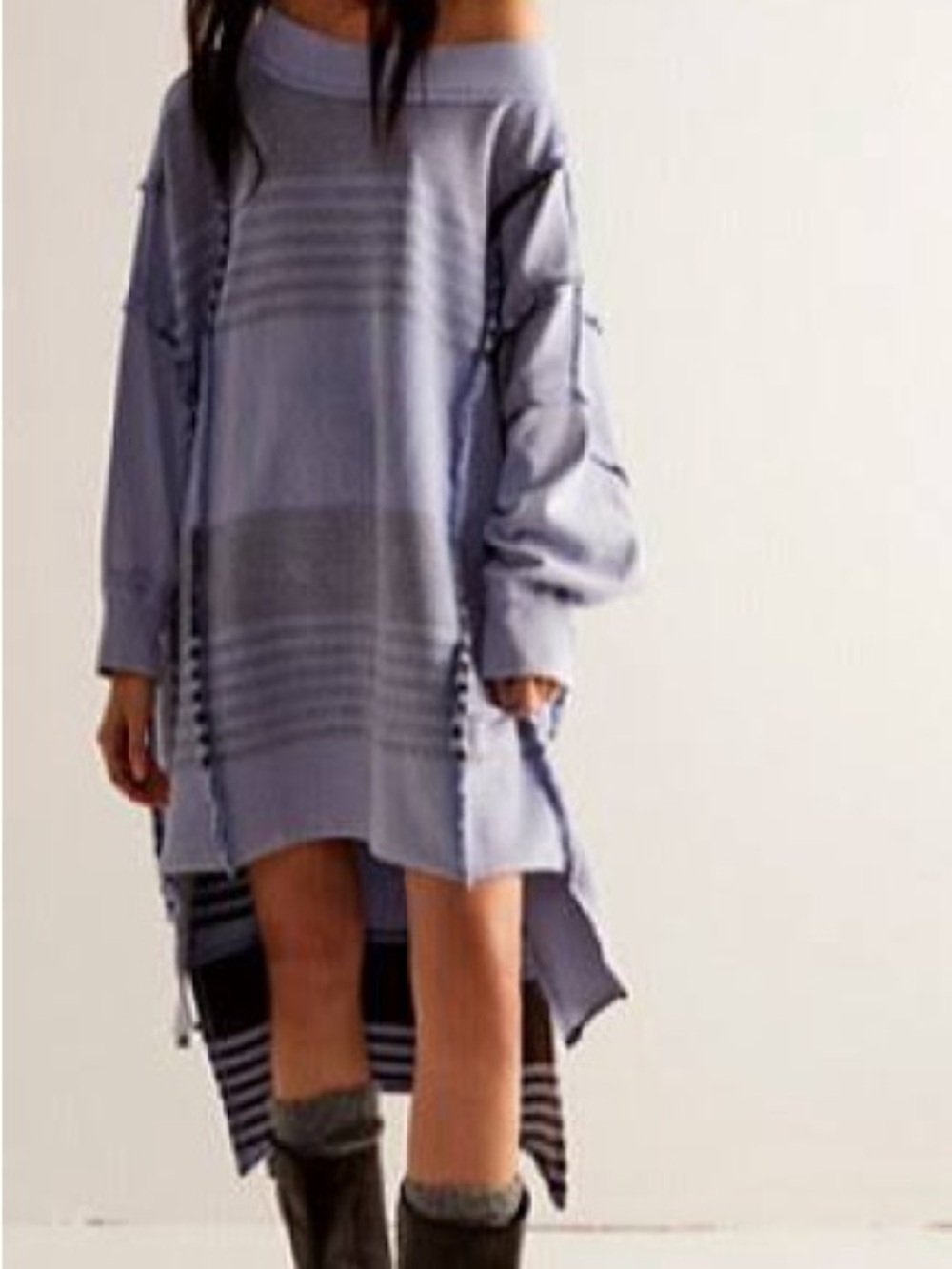 Free People Lavender Ombre Off-Shoulder High-Low Knit Dress